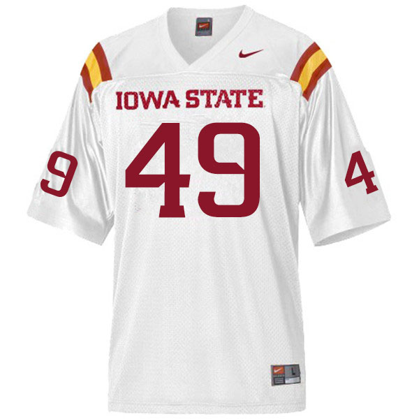 Men #49 Trey Fancher Iowa State Cyclones College Football Jerseys Sale-White - Click Image to Close